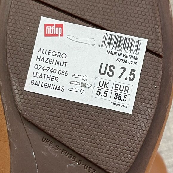FitFlop Allegro Leather Ballet Flats Size 7.5 Brown Tan NEW Casual Comfort - Picture 7 of 9